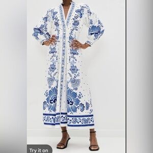 FARM Rio forest soul White and Blue Floral Maxi Dress